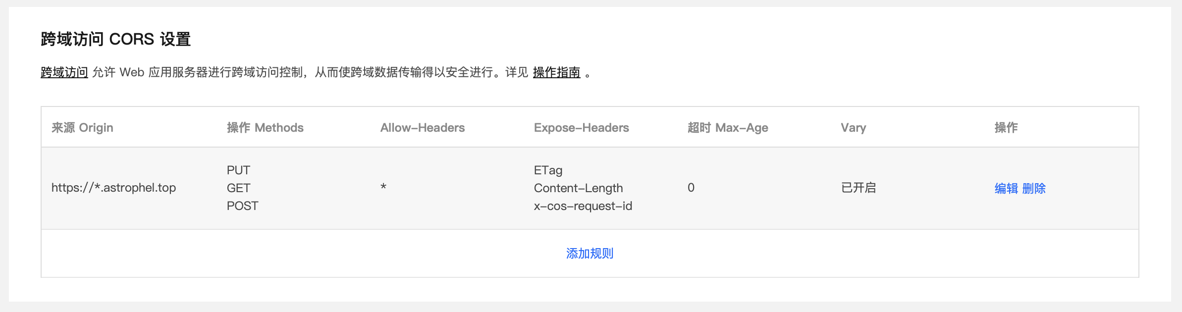 COS跨域访问设置